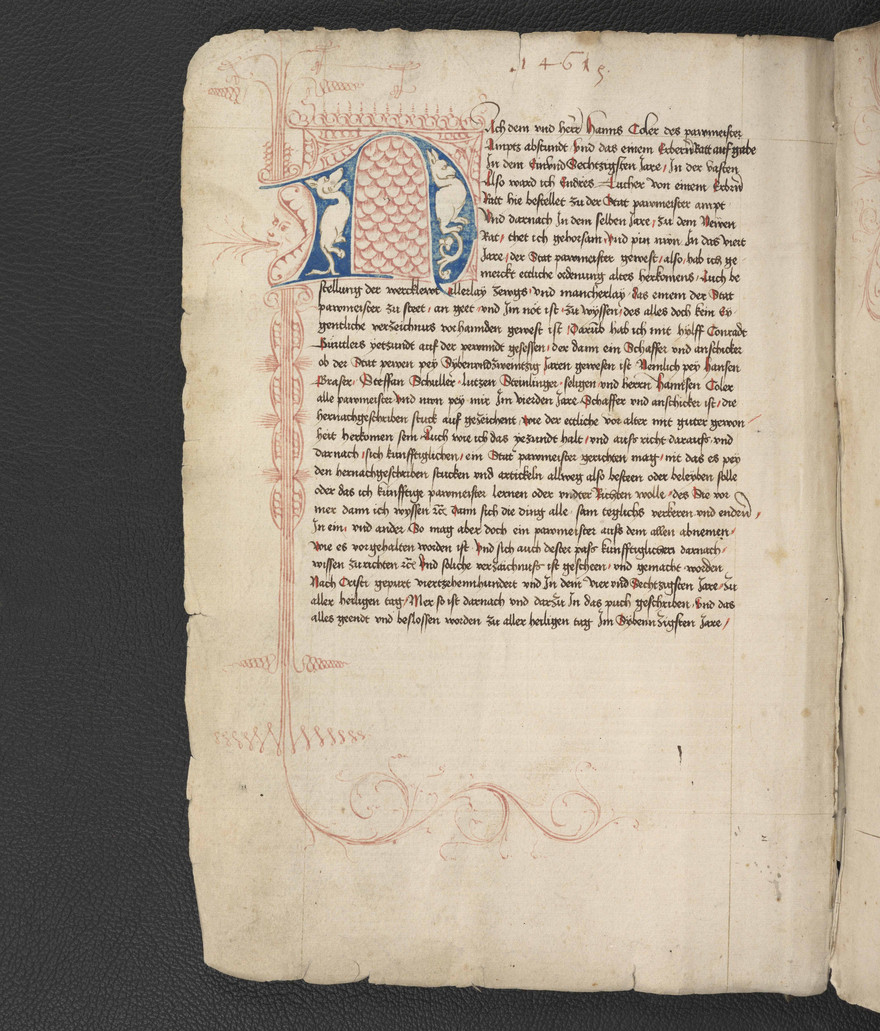 Ansicht einer Seite aus dem Baumeisterbuch des Endres Tucher.