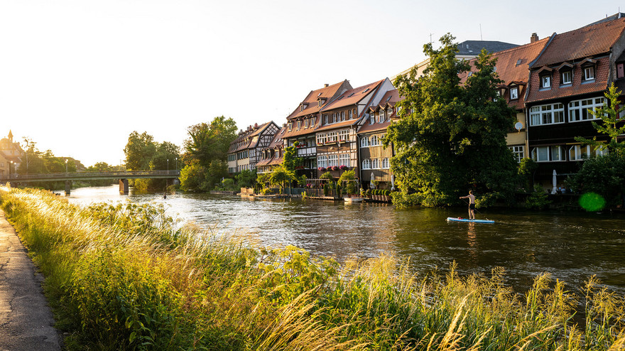 In Bamberg am Leintritt, Blick auf Fachwerkhäuser
