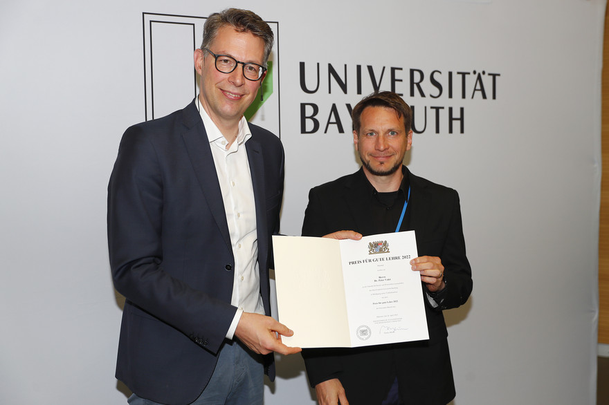 Verleihung Preis für gute Lehre für das Jahr 2022 durch Staatsminister Markus Blume an der Universität Bayreuth
